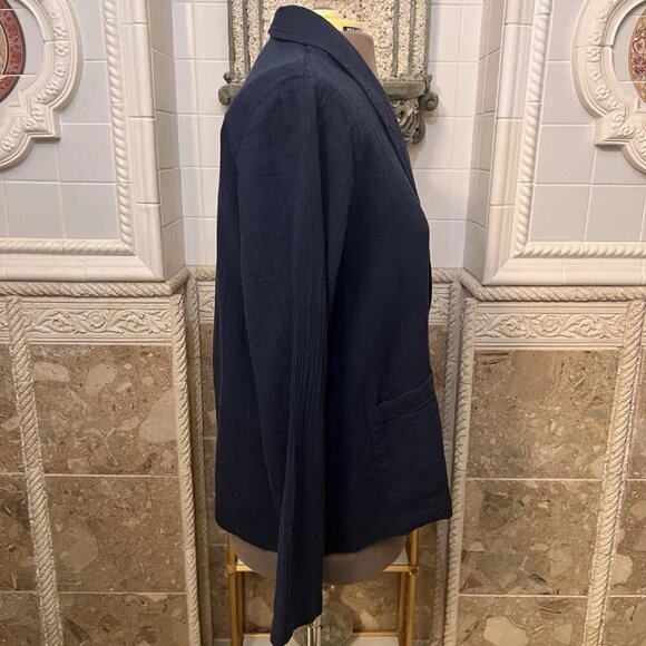 Wonderly. Sz XL. Navy Unlined Textured One Button Jacket w Pockets. B118 - Picture 4 of 4